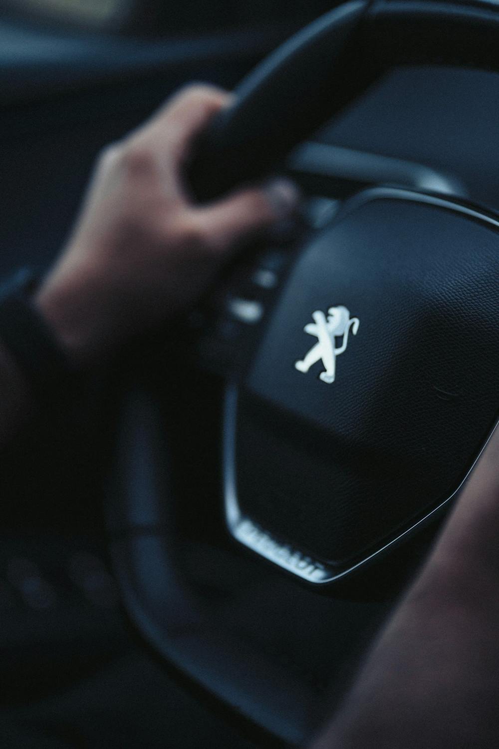 Volante de cuero con el logotipo de Peugeot